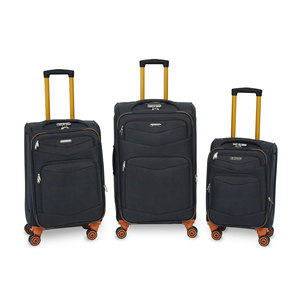Polyester Luggage Set 3-Piece Black <b>with</b> 4 <b>Wheels</b> Fixed Casters Soft Handle Zipper Closure Lightweight Modern Design Unisex <b>Lock</b> - Product Image 6