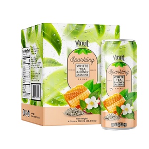 Nouvel emballage d'usine OEM 250ml VINUT Box 4 canettes de thé blanc gazéifié de haute qualité et boissons au miel et au jasmin - Product Image 1
