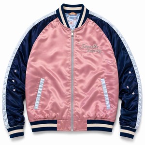 Blouson bomber réversible en satin Dravelle Industry, bleu, broderie hirondelle, souvenir japonais, veste nagaran - Product Image 6