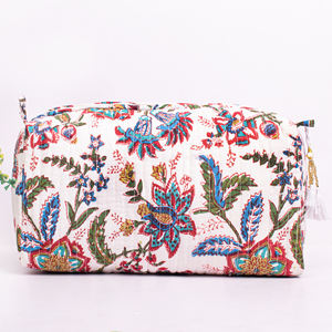 กระเป๋าเครื่องสำอางแบบกันน้ำพิมพ์ลายผ้าฝ้ายคุณภาพสูงแบบควิลท์พร้อมซิป  ผลิตตามสั่งจากโรงงาน เป็นมิตรกับสิ่งแวดล้อม  ชุดจัดระเบียบเครื่องสำอางขนาดใหญ่ - Product Image 3