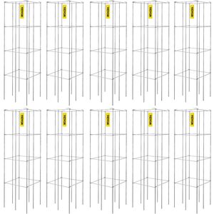 Soportes para Tomates de 30 cm x 30 cm x 117 cm, Paquete de 10, Soportes Cuadrados de Acero Recubiertos de PVC Plateado, Accesorios para Plantas Trepadoras - Product Image 1