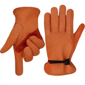 Reinforced Cowhide Grain Leather Workwear <b>Gloves</b> Comfortable Safety Industrial Hand Protection for <b>Drivers</b> and Gardeners - Product Image 3