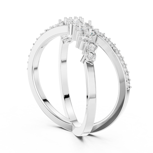 Bague pour femme en or blanc 18 carats plaqué rhodium, sertie de diamants de laboratoire en grappe croisée, pour mariage, fiançailles, fêtes et événements élégants - Product Image 2