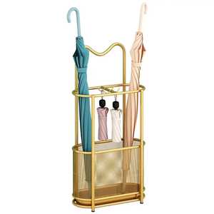 Corner Wrought Iron Umbrella Stand Antique Bronze Metal Umbrella Holder Rack Space <b>Saving</b> Entryway Walking Stick Storage Bin - Product Image 4