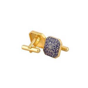 Luxury Gold Plated Navy Blue Square Cufflinks for Men Engraved Formal Shirt <b>Accessories</b> <b>Wedding</b> Business Gift Cuff Links - Product Image 2