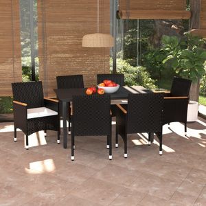Conjunto de Comedor de Ratán PE Negro de Durabilidad Media para Jardín - Product Image 1