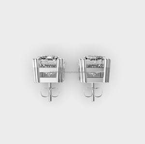Luxury <b>Emerald</b> Cut Moissanite Earrings 925 Silver Hypoallergenic <b>Stud</b> Earrings - Product Image 3