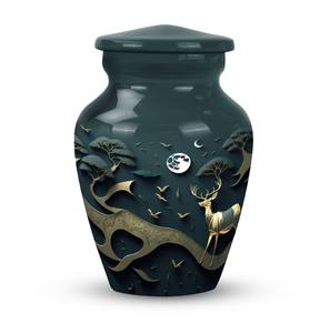 Urnas Funerarias AHO Clásicas de Metal Sólido Verde Dorado Antiguo, de Latón/Aluminio, para Cremación Humana, 200 Pulgadas Cúbicas, Ecológicas - Product Image 2