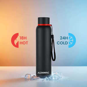 Matte Black <b>Metal</b> Hydration Bottle Advanced Heat Retention System Portable Outdoor Drink Container With Carry Strap Secure - Product Image 1