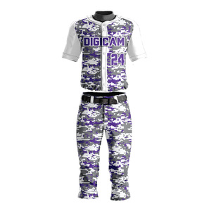 Digicam Men's <b>Baseball</b> Uniform Set Sublimated Camouflage Jersey Pants Moisture Wicking Anti-Bacterial Front Short Sleeve Regular - Product Image 1