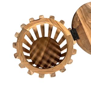 Taburete Redondo de Madera Estilo Rústico y Otomana para Hogar, Oficina, Sala de Estar, Comedor, Cocina, Dormitorio - Product Image 2