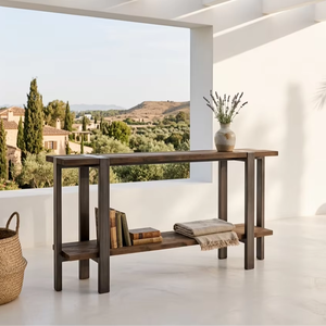 Mesa Larga y Delgada Moderna Denoda con Base de Hierro y Tapa de Madera Sólida, Ecológica, Duradera, para Apartamento, Salón, Oficina, Mueble Profesional - Product Image 5