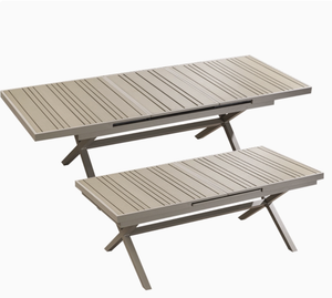 <b>Outdoor</b> Foldable HDPE <b>Plastic</b>+Wood Garden <b>Table</b> Waterproof Patio Dining Desk Modern Balcony Courtyard Hotel Park Furniture - Product Image 1