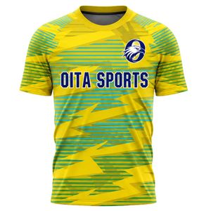 ชุดเสื้อฟุตบอลสีเหลืองเขียวลายพิมพ์แบบ Sublimated พร้อมกางเกงขาสั้น ชุดทีมฟุตบอลชาย แขนสั้น ชุดกีฬาสำหรับแข่งขัน - Product Image 3
