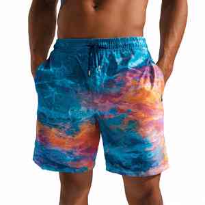 Shorts de plage pour hommes, imprimés par sublimation, légers, 100% polyester, anti-UV, séchage rapide, dernières tendances été. - Product Image 6