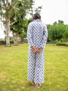 Adorable 100% tela de algodón suave colección de ropa de dormir lindo pequeño elefante impreso hasta el suelo vestidos lavables ropa de dormir - Product Image 3