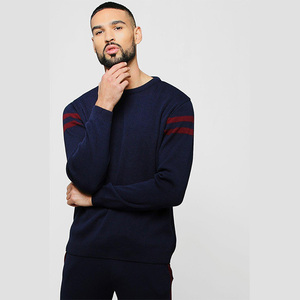 Conjunto Deportivo Unisex Azul Marino, Sudadera de Cuello Redondo y Manga Larga con Pantalones con Cordón, Color Sólido, Estilo Casual para Otoño, Corte Regular - Product Image 3