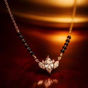 Hallmark Silver Luxury Diamond Gold Plated Mangalsutra Necklace - Product Image 1
