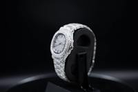 Montre de luxe indienne en acier inoxydable avec quartz, moissanite et verre, résistante à l'eau (1 bar), pour homme, usage quotidien, affaires et décontracté
