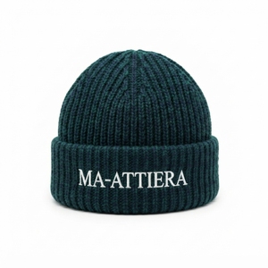 Gorro de Punto Acanalado Verde Oscuro Personalizado, Gorro de Invierno Cálido con Puño y Logotipo Bordado - Product Image 1