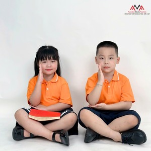 Chemise polo pour garçons, enfants, en polyester et élasthanne tricoté 50D, uniforme scolaire (orange), école primaire vietnamienne FMF - Product Image 5