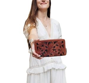 Un conjunto de cartera y embrague de cuero occidental al por mayor, un conjunto protegido con RFID de estilo vintage para mujer - Product Image 2