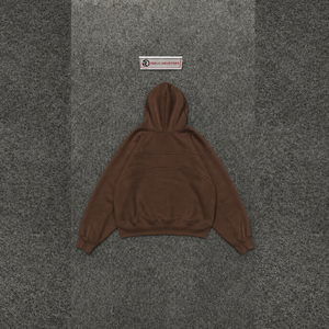Sweat à capuche marron oversize épais streetwear à épaules tombantes coupe décontractée en molleton avec poches - Product Image 6