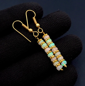 ต่างหูโอปอลเอธิโอเปียธรรมชาติ เงินแท้ 925 และทอง 14k - Product Image 1