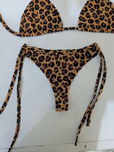 Ensemble de bikini imprimé léopard, haut triangle à nouer, bas brésilien, maillot de bain extensible 2 pièces pour femme - Product Image 4