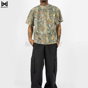 Camiseta Oversize de Camuflaje Vintage al por Mayor, de Moda, Estilo Urbano, de Algodón, Manga Corta, Personalizada OEM - Product Image 3