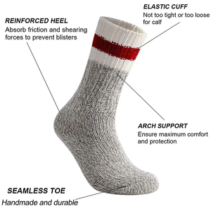 Men's Gray Knitted Ankle <b>Socks</b> With Red Stripe Breathable Cotton Daily Wear Autumn Style - Product Image 5