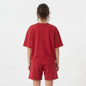 Ensemble deux pièces en coton pour femme, personnalisable avec logo, coupe décontractée, confortable et tendance, idéal pour l'été, couleur unie - Product Image 2