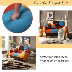 Divano Letto Compatto con Gambe in Legno Massello, Design Colorato - per Intrattenimento Domestico con Video - Product Image 5