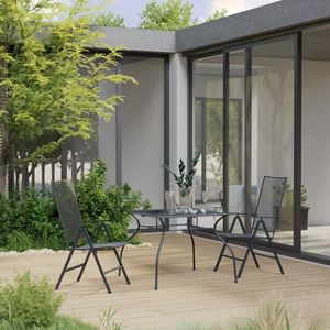 Set da Pranzo da Giardino in Acciaio Antracite per 2 Persone, Pieghevole, Design Contemporaneo - Product Image 1