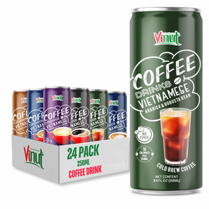กาแฟอาราบิก้าและโรบัสต้าสกัดเย็น 250 มล. ปราศจากนม ปราศจาก GMO ปราศจากกลูเตน ผู้ผลิตเครื่องดื่มแบบ OEM ODM รับผลิตแบรนด์ส่วนตัว - Product Image 1