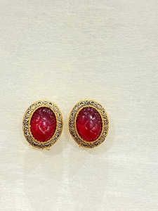 ต่างหูทองเหลืองชุบทอง 22K ลายแกะสลักทรงกลม RAY FINE ORNATES งานแฮนด์เมด ประดับอัญมณี สำหรับวันครบรอบ สไตล์ชาติพันธุ์ ขายดี - Product Image 2