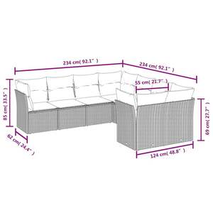 Juego de sofás de patio de ratán sintético negro de 8 piezas con cojines, sofás de jardín - Product Image 3