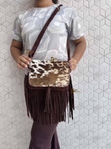 Western-Style Real Cowhide Leather <b>Handbag</b> for Women Lightweight Designer Fringe Sling Bag Bohemian New Hot Sale <b>Handbag</b> - Product Image 5