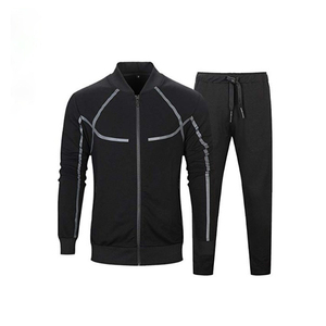 Conjunto Deportivo Gris para Hombre, Manga Larga, Cierre de Cremallera, Cuello Alto, Pantalones Deportivos Casuales, Transpirable, Color Sólido, Ropa Deportiva para Otoño - Product Image 5