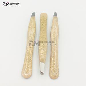 RMI Super Product Angle Eyebrow Tweezer <b>Nude</b> Glitter Color And Silver Tip Tweezers Set - Product Image 3
