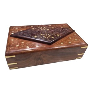 Carved Wooden Jewelry Box Inlaid <b>Storage</b> Case for Necklace and Wedding Anniversary Gift Organizer <b>Tabletop</b> - Product Image 3
