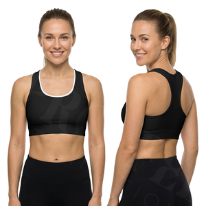 Custom Made Printed Brand Name Solid Plain Black Sports <b>Bra</b> Breathable <b>Stretch</b> Gym Yoga Fitness Running Padded Workout <b>Bra</b> - Product Image 2