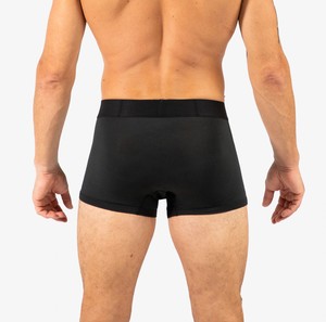 Men's Mid-Rise <b>Boxer</b> Briefs Solid <b>Black</b> Knitted Cotton Breathable Underwear - Product Image 3