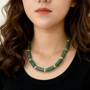 Fashionable resin beaded <b>necklace</b> handcrafted stylish beads <b>statement</b> jewelry piece for women modern trendy everyday wear - Product Image 2