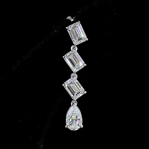 Boucles d'oreilles pendantes classiques en diamant de laboratoire taille émeraude et taille poire, en or 10K 14K 18K et argent 925 935, bijoux fins pour mariage, cadeau ou soirée - Product Image 3