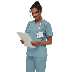 Nouvel ensemble de tenues médicales 2026 pour femmes, col en V, pantalon jogger, respirant et extensible, pour clinique, spa et travail, uniforme de spa, en vente - Product Image 3