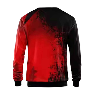 Sweat-shirt en polyester tricoté pour homme, blanc, à manches raglan, avec imprimé éclaboussures vertes, col rond, coupe classique, décontracté, pour l'automne - Product Image 2