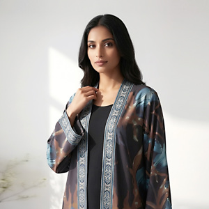 Women's <b>Long</b> Sleeve Solid Crepe Floor Length Flared Hem Modest Abaya ODM Party & Daily Wear Middle East Style - Product Image 2