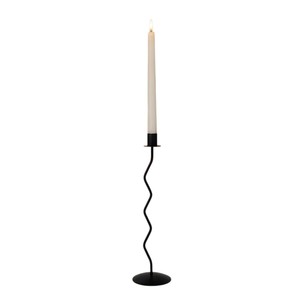 Candelero Ondulado de Hierro Negro Hecho a Mano, Moderno y Minimalista, Portavelas de Metal Único para Decoración del Hogar - Product Image 1