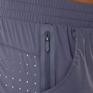 Sports Gym Solid Contrast Mesh Breathable Windproof Quick Dry Zipper Pockets Workout Men Double <b>Layer</b> Shorts - Product Image 2
